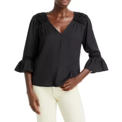 Best Sale โ AQUA Crochet Inset Bell Sleeve Top - 100% Exclusive Black โจ