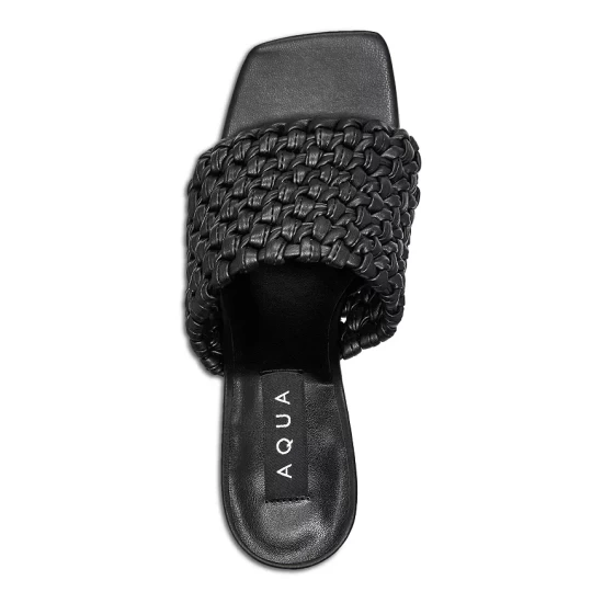 Best Pirce ✔️ AQUA ❤️ Women's Katy Woven Low Heel Slide Sandals - 100% Exclusive Black ⌛ 3 Best Pirce ✔️ AQUA ❤️ Women's Katy Woven Low Heel Slide Sandals - 100% Exclusive Black ⌛ - Image 3