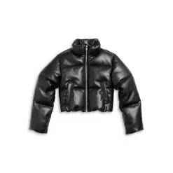 Cheap 😀 AQUA 🔔 Girls' Faux Leather Puffer, Big Kid - 100% Exclusive Black ✨