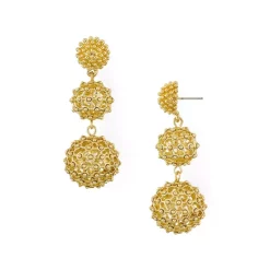 Top 10 👍 AQUA Textured Sphere Drop Earrings - 100% Exclusive Gold ❤️