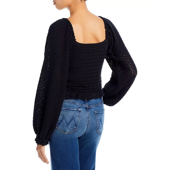 Brand new ๐ AQUA Pointelle Knit Sweater - 100% Exclusive Black ๐ 2 Brand new ๐ AQUA Pointelle Knit Sweater - 100% Exclusive Black ๐ - Image 2