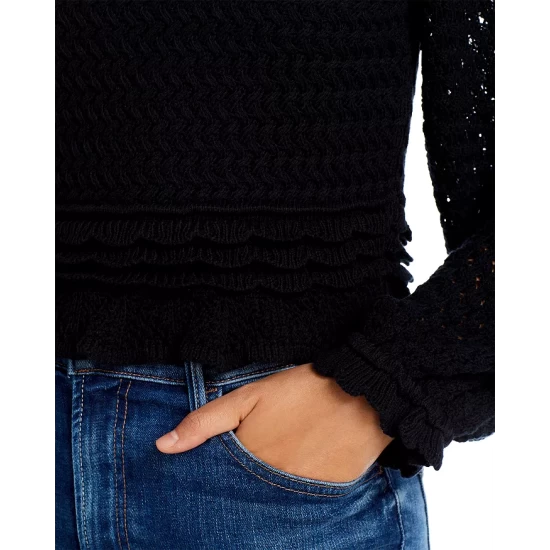 Brand new ๐ AQUA Pointelle Knit Sweater - 100% Exclusive Black ๐ 3 Brand new ๐ AQUA Pointelle Knit Sweater - 100% Exclusive Black ๐ - Image 3