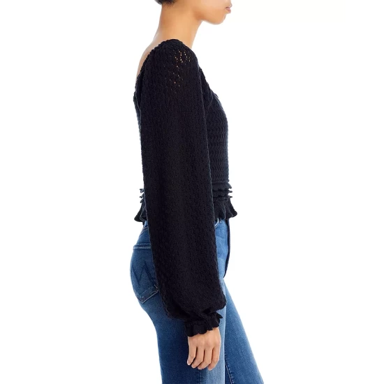 Brand new ๐ AQUA Pointelle Knit Sweater - 100% Exclusive Black ๐ 4 Brand new ๐ AQUA Pointelle Knit Sweater - 100% Exclusive Black ๐ - Image 4