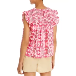 Flash Sale 😉 AQUA Smocked Printed Top - 100% Exclusive Pink/white ✨ -AQUA Elegant shop unnamed file 3705