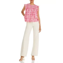 Flash Sale 😉 AQUA Smocked Printed Top - 100% Exclusive Pink/white ✨ -AQUA Elegant shop unnamed file 3706