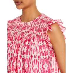 Flash Sale 😉 AQUA Smocked Printed Top - 100% Exclusive Pink/white ✨ -AQUA Elegant shop unnamed file 3707