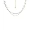 Buy 🧨 AQUA Freshwater Pearl & Paperclip Chain Double Row Collar Necklace In 18K Gold Plated Sterling Silver, 16"-18" - 100% Exclusive White/gold 👏