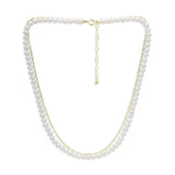 Buy 🧨 AQUA Freshwater Pearl & Paperclip Chain Double Row Collar Necklace In 18K Gold Plated Sterling Silver, 16"-18" - 100% Exclusive White/gold 👏 -AQUA Elegant shop unnamed file 3723