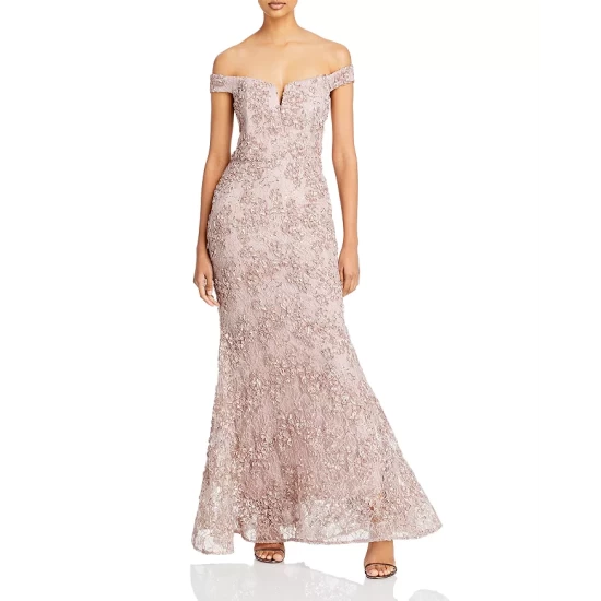 Budget ⌛ AQUA Off The Shoulder Floral Soutache Lace ⭐ Dress - 100% Exclusive Taupe ✔️ 1 Budget ⌛ AQUA Off The Shoulder Floral Soutache Lace ⭐ Dress - 100% Exclusive Taupe ✔️