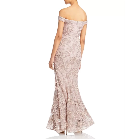 Budget ⌛ AQUA Off The Shoulder Floral Soutache Lace ⭐ Dress - 100% Exclusive Taupe ✔️ 2 Budget ⌛ AQUA Off The Shoulder Floral Soutache Lace ⭐ Dress - 100% Exclusive Taupe ✔️ - Image 2