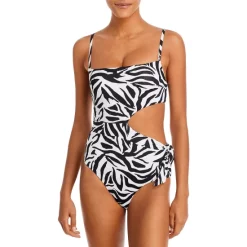 Best deal ✨ AQUA Sashed Cutout One Piece 😍 Swimsuit - 100% Exclusive Black Multi ⭐