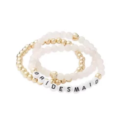 Promo ❤️ AQUA Bridesmaid Beaded Stretch Bracelets In 18K Gold Plated - 100% Exclusive Pink/gold ⭐