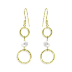 Discount 😍 AQUA Circle Drop Earrings In 18K Gold Plated Sterling Silver - 100% Exclusive White/gold 👍