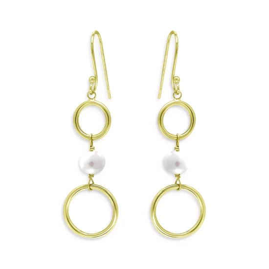 Discount 😍 AQUA Circle Drop Earrings In 18K Gold Plated Sterling Silver - 100% Exclusive White/gold 👍 1 Discount 😍 AQUA Circle Drop Earrings In 18K Gold Plated Sterling Silver - 100% Exclusive White/gold 👍