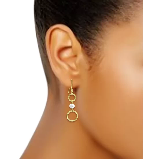 Discount 😍 AQUA Circle Drop Earrings In 18K Gold Plated Sterling Silver - 100% Exclusive White/gold 👍 2 Discount 😍 AQUA Circle Drop Earrings In 18K Gold Plated Sterling Silver - 100% Exclusive White/gold 👍 - Image 2