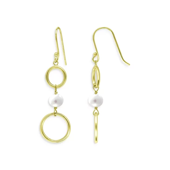 Discount 😍 AQUA Circle Drop Earrings In 18K Gold Plated Sterling Silver - 100% Exclusive White/gold 👍 3 Discount 😍 AQUA Circle Drop Earrings In 18K Gold Plated Sterling Silver - 100% Exclusive White/gold 👍 - Image 3