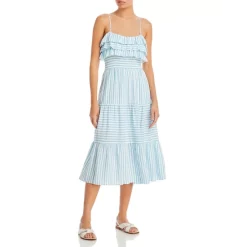 Best deal ✨ AQUA Striped Sleeveless Midi 😀 Dress - 100% Exclusive Sky Blue ✔️