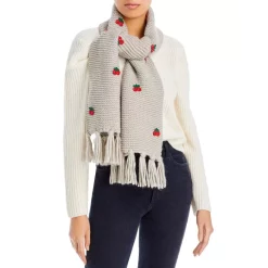 Flash Sale 🧨 AQUA Cherry Appliqué Waffle Fringe Scarf - 100% Exclusive Blue ⌛ -AQUA Elegant shop unnamed file 3849