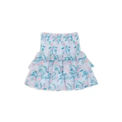 Budget ✔️ AQUA 😉 Girls' Tropical Print Smocked Ruffle Skirt, Big Kid - 100% Exclusive Peacock ✔️