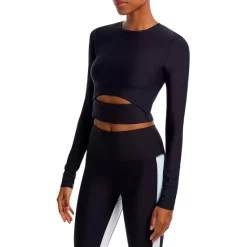 Best Sale ✨ AQUA Long Sleeve Cutout Top - 100% Exclusive Black ✔️