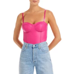 Discount ❤️ AQUA Faux Leather Bustier Bodysuit - 100% Exclusive Pop Pink 🔔