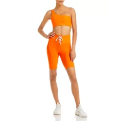 Wholesale 💯 AQUA One Shoulder Sports Bra & Lace Up Front Bike Shorts - 100% Exclusive Hot Orange ❤️ -AQUA Elegant shop unnamed file 3893