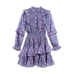 Best reviews of 😀 AQUA Girls' Printed Asymmetrical Ruffle Dress - Big Kid - 100% Exclusive Navy/pink 🔥