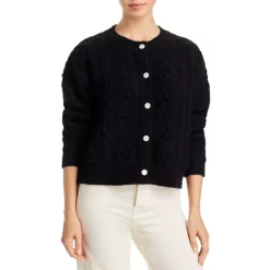 Budget 🥰 AQUA Embellished Cable Knit Cardigan - 100% Exclusive Black ⭐