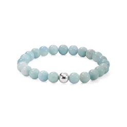 Flash Sale โ AQUA Sterling Silver & Stone Beaded Stretch Bracelet - 100% Exclusive Amazonite/silver ๐