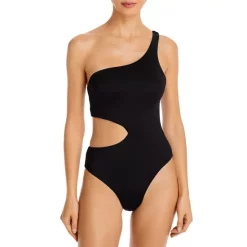 Budget ✔️ AQUA One Shoulder Cut Out One Piece 😍 Swimsuit - 100% Exclusive Black 🔔