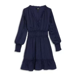 Buy 😀 AQUA Girls' Cotton Ruffle Trim ❤️ Dress - Big Kid Navy ✨