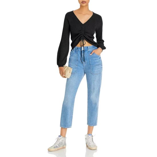 Discount ๐ AQUA Ribbed Drawstring Cashmere Sweater - 100% Exclusive Black ๐ 2 Discount ๐ AQUA Ribbed Drawstring Cashmere Sweater - 100% Exclusive Black ๐ - Image 2