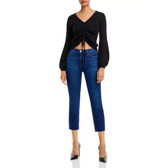 Discount ๐ AQUA Ribbed Drawstring Cashmere Sweater - 100% Exclusive Black ๐ 3 Discount ๐ AQUA Ribbed Drawstring Cashmere Sweater - 100% Exclusive Black ๐ - Image 3