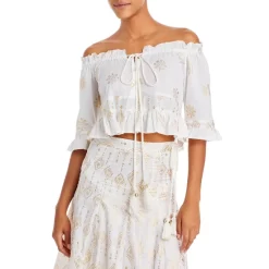 Brand new ๐ฏ AQUA Metallic Print Crop Top Swim Cover-Up - 100% Exclusive Gold ๐ฅ