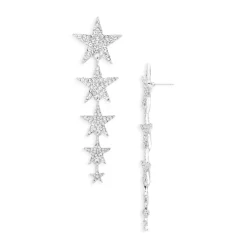 Outlet ๐ AQUA Pavรฉ Star Linear Drop Earrings In Silver Plated - 100% Exclusive โจ