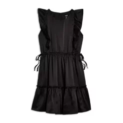 Outlet 🛒 AQUA Girls' Satin Flutter Sleeve 🥰 Dress, Big Kid - 100% Exclusive Black ⭐ -AQUA Elegant shop unnamed file 4007