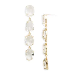 Cheap 💯 AQUA Clear Stone Linear Earrings - 100% Exclusive Clear/gold 🔔