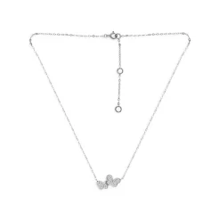 Buy 🤩 AQUA Pavé Double Butterfly Pendant Necklace In Sterling Silver, 15.5"-17.5" - 100% Exclusive ⌛