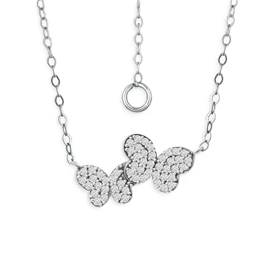 Buy 🤩 AQUA Pavé Double Butterfly Pendant Necklace In Sterling Silver, 15.5"-17.5" - 100% Exclusive ⌛ 3 Buy 🤩 AQUA Pavé Double Butterfly Pendant Necklace In Sterling Silver, 15.5"-17.5" - 100% Exclusive ⌛ - Image 3