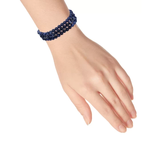 Top 10 ๐ AQUA Triple Row Sodalite Beaded Stretch Bracelet - 100% Exclusive Blue ๐ 2 Top 10 ๐ AQUA Triple Row Sodalite Beaded Stretch Bracelet - 100% Exclusive Blue ๐ - Image 2