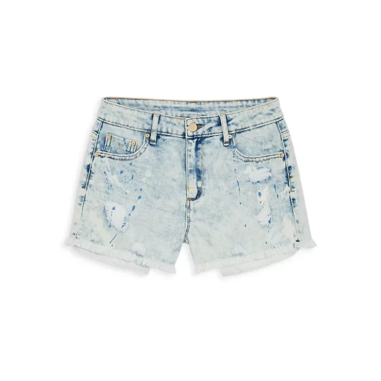 Budget π AQUA Girls' High Rise Weekend Destructed Paint Splatter Denim Shorts, Big Kid - 100% Exclusive Light Indigo π 1 Budget π AQUA Girls' High Rise Weekend Destructed Paint Splatter Denim Shorts, Big Kid - 100% Exclusive Light Indigo π