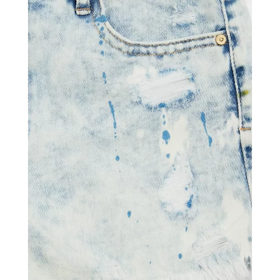 Budget π AQUA Girls' High Rise Weekend Destructed Paint Splatter Denim Shorts, Big Kid - 100% Exclusive Light Indigo π 3 Budget π AQUA Girls' High Rise Weekend Destructed Paint Splatter Denim Shorts, Big Kid - 100% Exclusive Light Indigo π - Image 3
