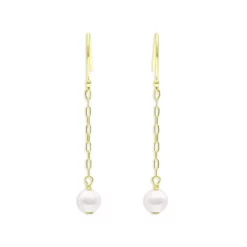 Top 10 โ๏ธ AQUA Freshwater Pearl & Paperclip Chain Linear Drop Earrings In 18K Gold Plated Sterling Silver - 100% Exclusive White/gold โจ