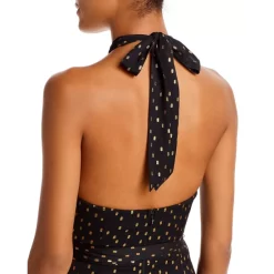 New 🎉 AQUA Metallic Clip Dot Halter Jumpsuit - 100% Exclusive Black/gold 🌟 -AQUA Elegant shop unnamed file 414