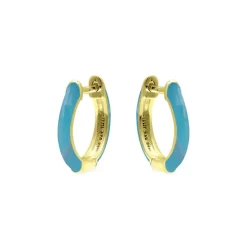 Brand new 💯 AQUA Enamel Huggie Hoop Earrings - 100% Exclusive Blue/gold 🔥