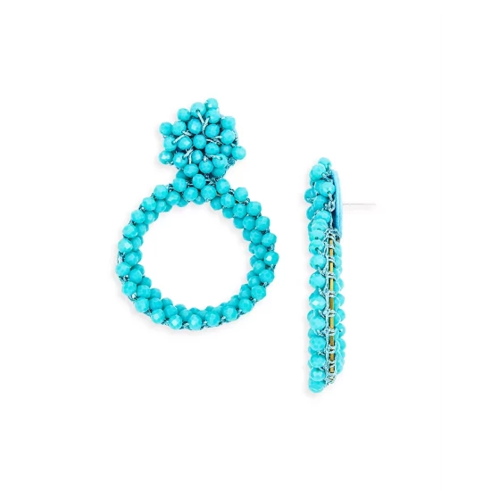 Hot Sale ๐ AQUA Beaded Hoop Drop Earrings - 100% Exclusive Blue โ 1 Hot Sale ๐ AQUA Beaded Hoop Drop Earrings - 100% Exclusive Blue โ
