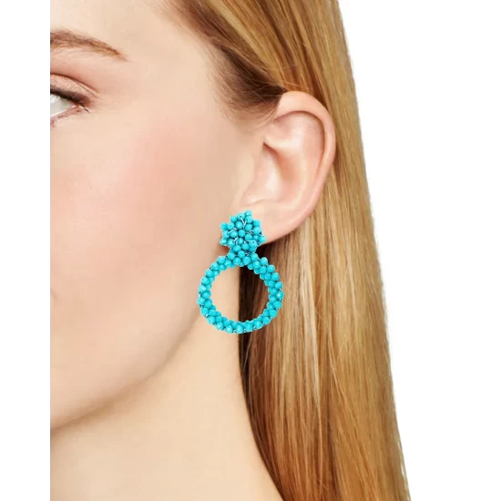 Hot Sale ๐ AQUA Beaded Hoop Drop Earrings - 100% Exclusive Blue โ 2 Hot Sale ๐ AQUA Beaded Hoop Drop Earrings - 100% Exclusive Blue โ - Image 2