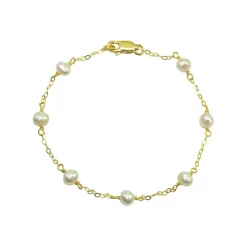 Buy ⌛ AQUA Cultured Freshwater Pearl Station Bracelet - 100% Exclusive White/gold 🧨