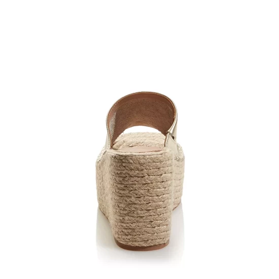 Budget 😀 AQUA Women's Jacy Platform Wedge Slide Sandals - 100% Exclusive Gold Leather 😍 5 Budget 😀 AQUA Women's Jacy Platform Wedge Slide Sandals - 100% Exclusive Gold Leather 😍 - Image 5