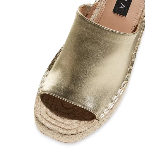 Budget 😀 AQUA Women's Jacy Platform Wedge Slide Sandals - 100% Exclusive Gold Leather 😍 6 Budget 😀 AQUA Women's Jacy Platform Wedge Slide Sandals - 100% Exclusive Gold Leather 😍 - Image 6